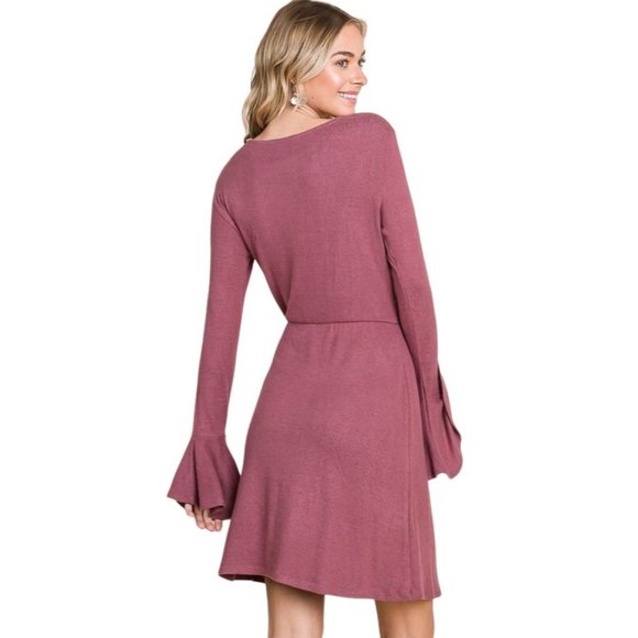 Culture Code Black Ruffle Long Sleeve Wrap Tie Dress CHD1390L - Picture 10 of 12